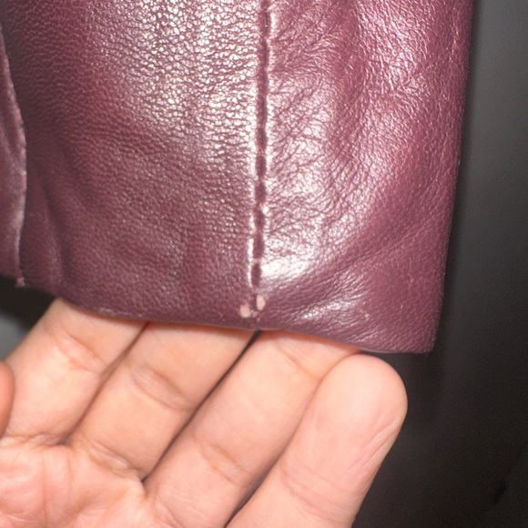 3xs DANIER burgundy leather motorcycle jacket. Fits like xs. - Picture 7 of 10